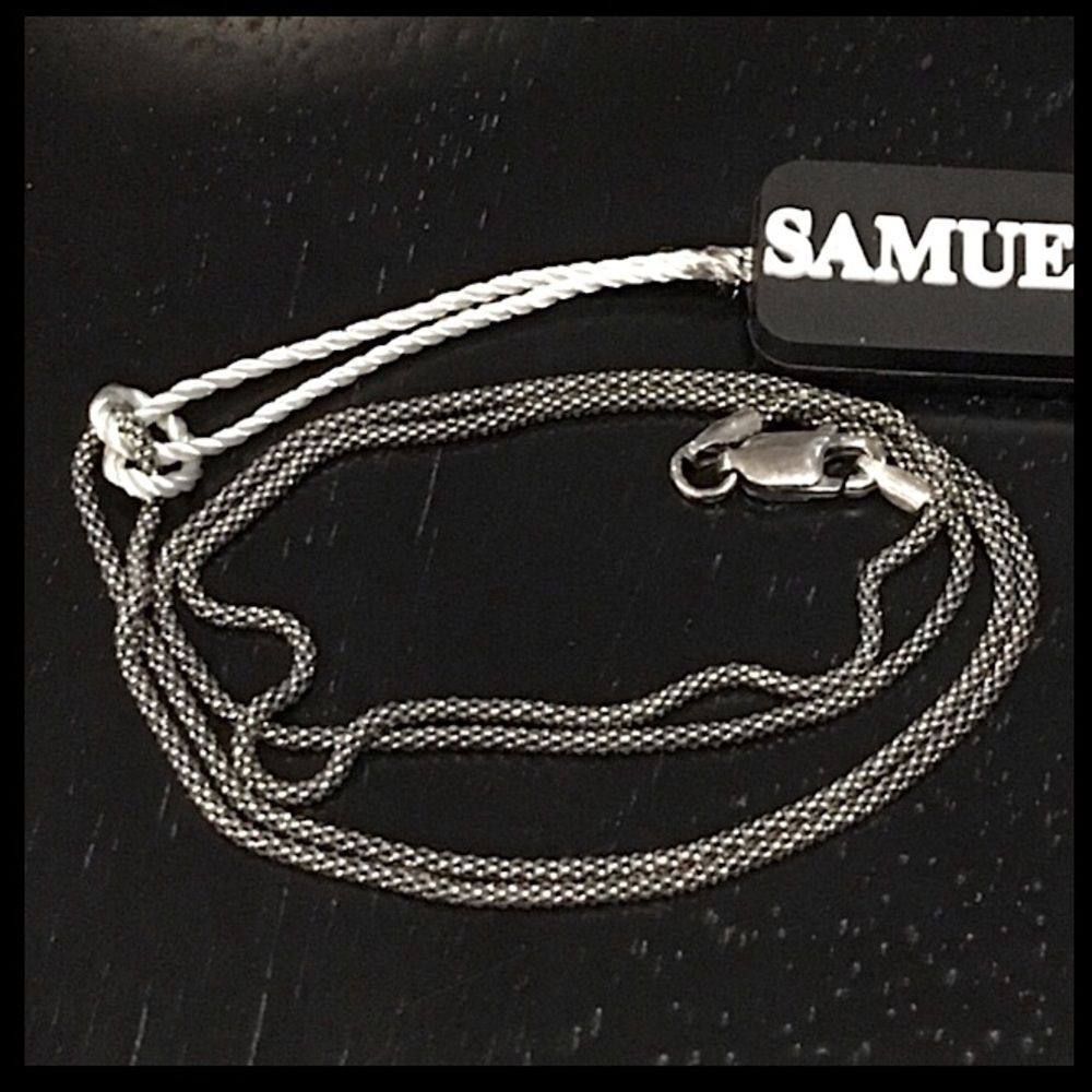 SAMUEL B Sterling Silver Popcorn Necklace Oxidized Caviar Chain 20” NWT